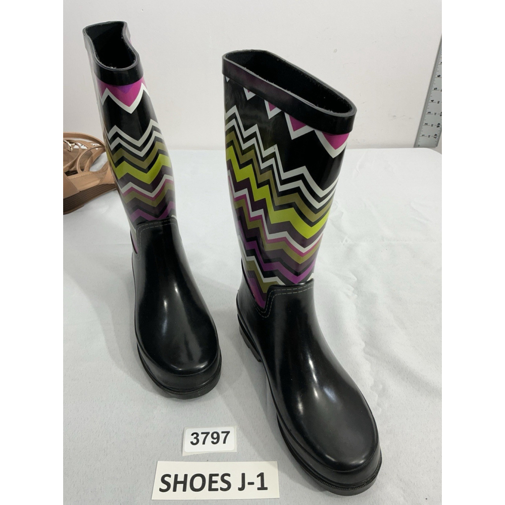 Girls 143 Girl Raindance Size 7m Black Multicolor Rain Boots Steel Shank